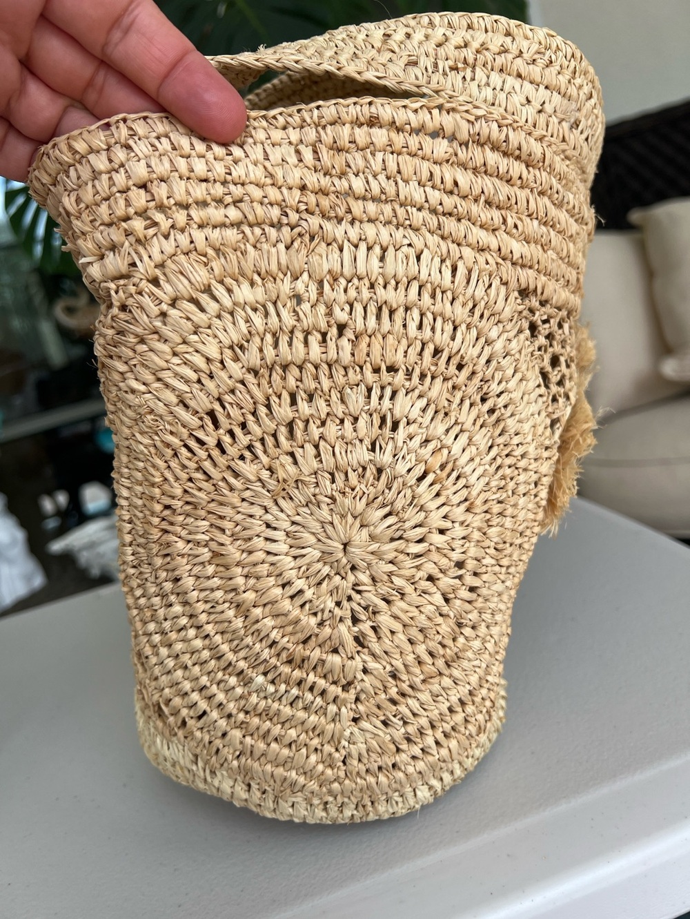 KURT GEIGER Raffia Evil Eye Basket tote beige natural NWT - Picture 8 of 17